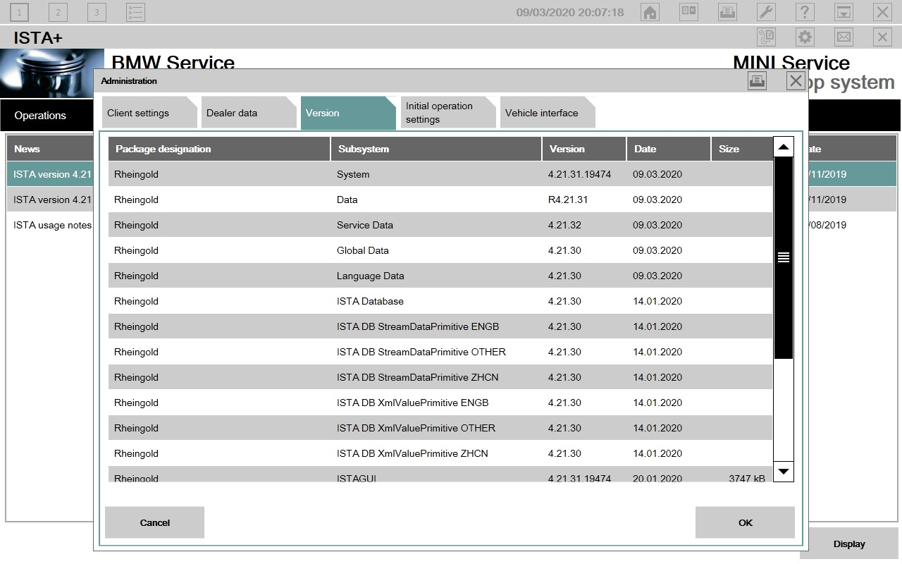 Tableau de Bord Principal et Navigation du Logiciel BMW ISTA+